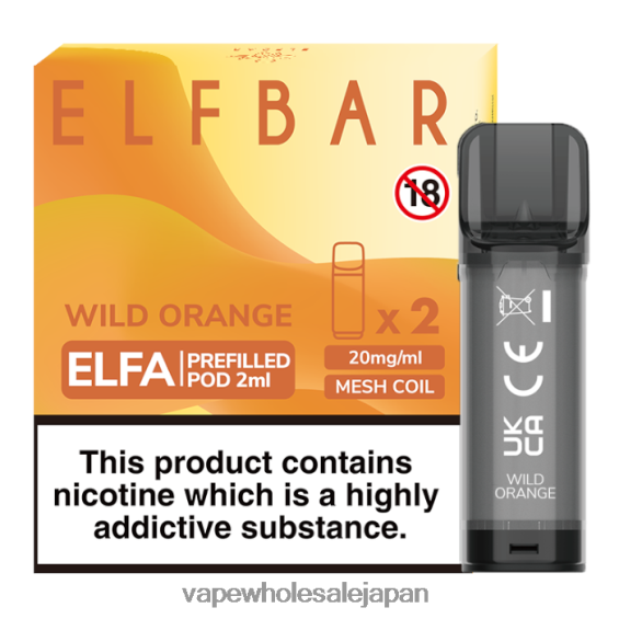 J26420340 電子タバコ 捨て方 - ワイルドオレンジ ELFBAR Elfa 充填済みポッド - 2ml - 20mg (2 パック)