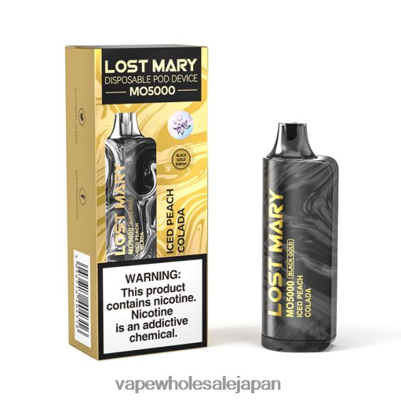 J26420345 電子タバコ ニコチンなし - アイスピーチコラーダ LOST MARY MO5000 ブラックゴールド 10ml