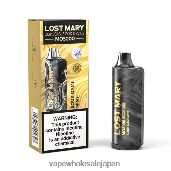 J26420346 電子タバコ コンビニ - サワーガミミント LOST MARY MO5000 ブラックゴールド 10ml